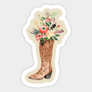 Cowboy Boot Floral Sticker